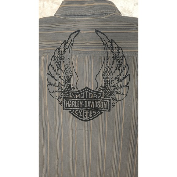 Harley Davidson Button Up Shirt Mens 2XL Motorcycle Biker Corduroy Puff‎ Print - Picture 5 of 16